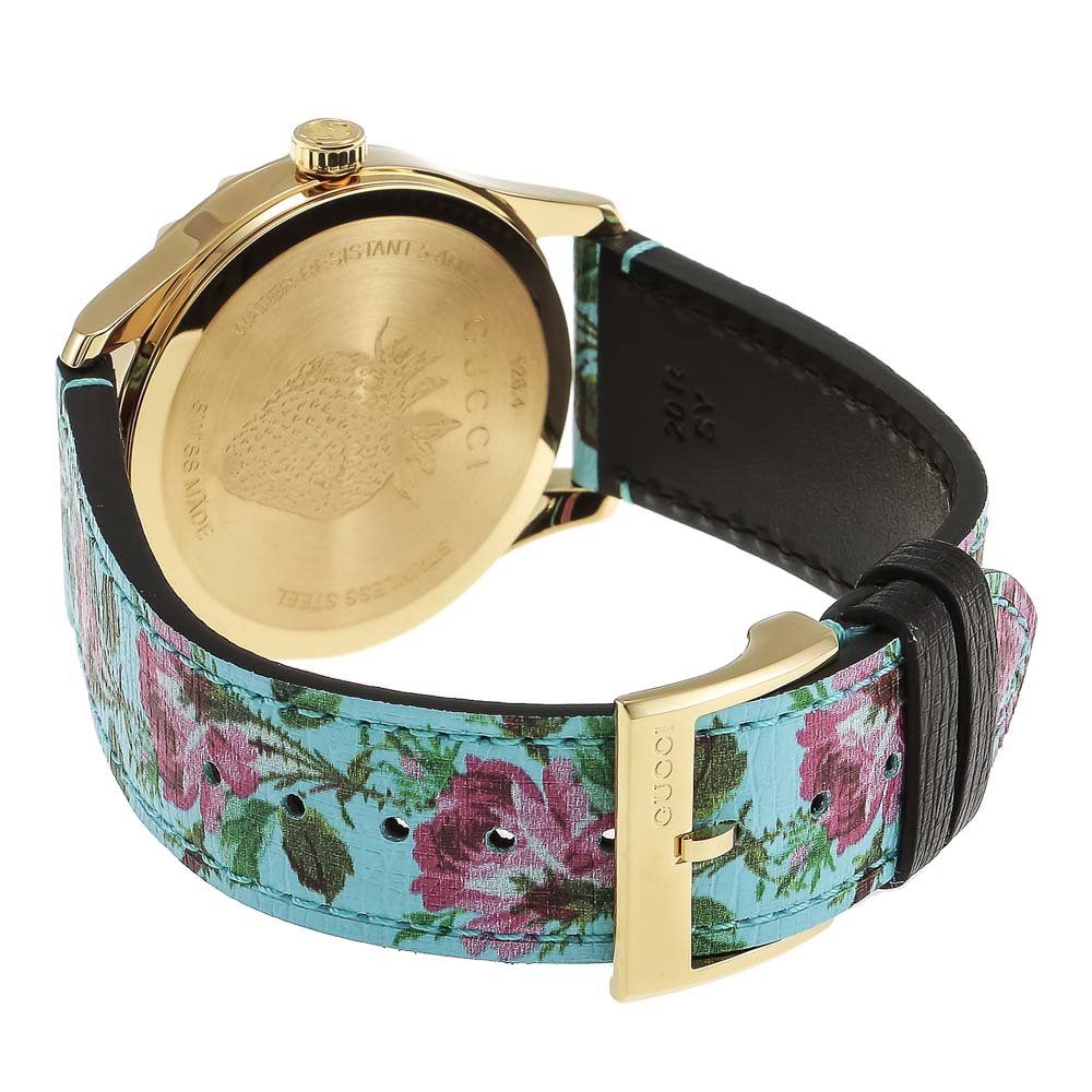  Shop Authentic Gucci G Timeless Floral Turquoise Dial Turquoise Leather Strap Watch For Women - YA1264085 - Luxxuri