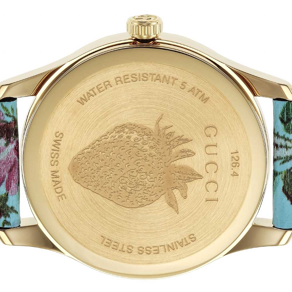  Shop Authentic Gucci G Timeless Floral Turquoise Dial Turquoise Leather Strap Watch For Women - YA1264085 - Luxxuri