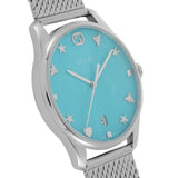  Shop Authentic Gucci G-Timeless Turquiose Mother of Pearl Dial Silver Mesh Bracelet Watch For Women - YA1264039 - Luxxuri