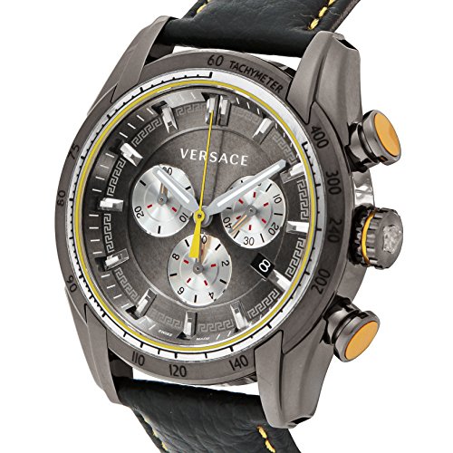  Shop Authentic Versace V Ray Chronograph Grey Dial Black Leather Strap Watch for Men - VDB020014 - Luxxuri