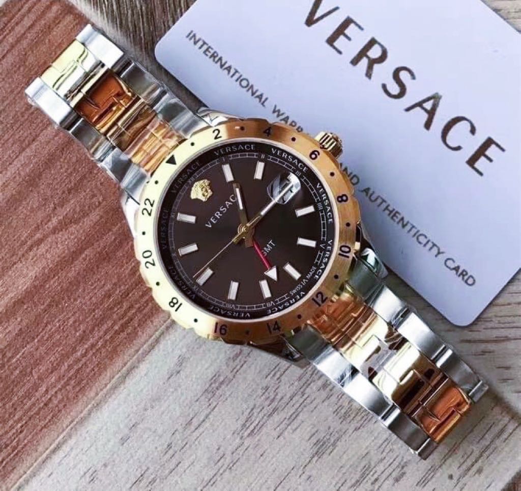 Versace Hellenyium Quartz Brown Dial Two Tone Steel Strap Watch For Men - V11040015