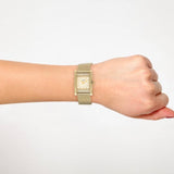  Shop Authentic Guess Nouveau Diamonds Gold Dial Gold Mesh Bracelet Watch for Women - W0127L2 - Luxxuri