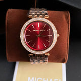  Shop Authentic Michael Kors Darci Red DIal Rose Gold Stainless Steel Strap Watch for Women - MK3378 - Luxxuri