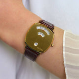 Shop Authentic Gucci Grip Quartz Yellow Gold Dial Maroon Leather Strap Watch For Women - YA157405 - Luxxuri