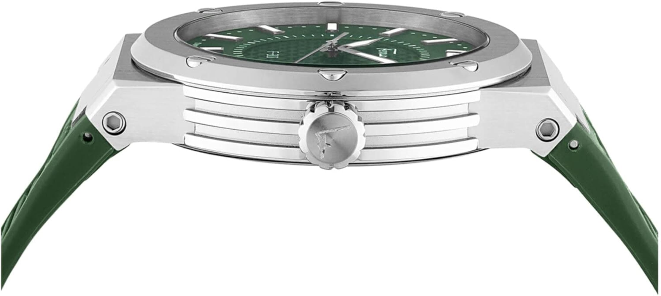 Salvatore Ferragamo F-80 Classic Green Dial Green Rubber Strap Watch for Men - SFHY02722