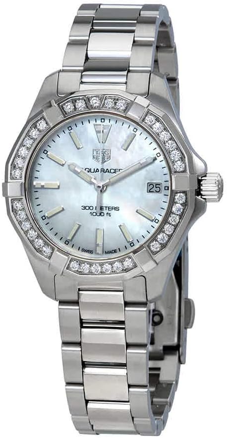  Shop Authentic Tag Heuer Aquaracer Diamonds Mother of Pearl Dial Silver Steel Strap Watch for Women - WBD1313.BA0740 - Luxxuri