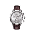 Tissot PRC 200 Chronograph Silver Dial Brown Leather Strap Watch For Men - T055.417.16.037.00