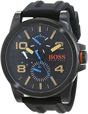  Shop Authentic Hugo Boss Orange Detroit Analog Black Dial Black Silicone Strap Watch For Men - 1550011 - Luxxuri