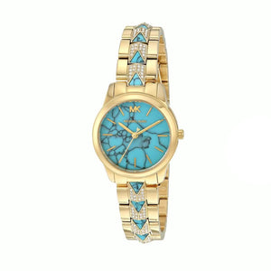  Shop Authentic Michael Kors Petite Runway Mercer Blue Dial Gold Steel Strap Watch For Women - MK6673 - Luxxuri