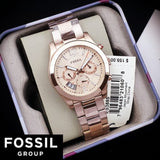 Shop Authentic Fossil Boyfriend Multifunction Rose Gold Dial Rose Gold Steel Strap Watch for Women - ES3885 - Luxxuri
