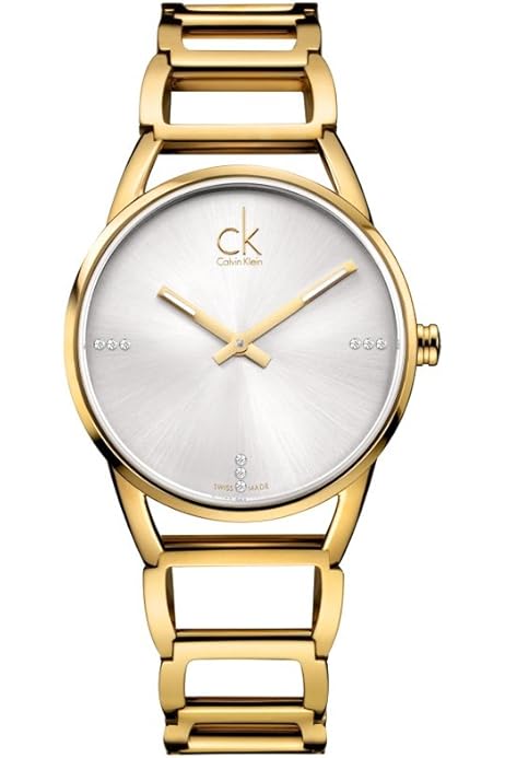  Shop Authentic Calvin Klein Stately White Dial Gold Steel Strap Watch for Women - K3G2352W - Luxxuri