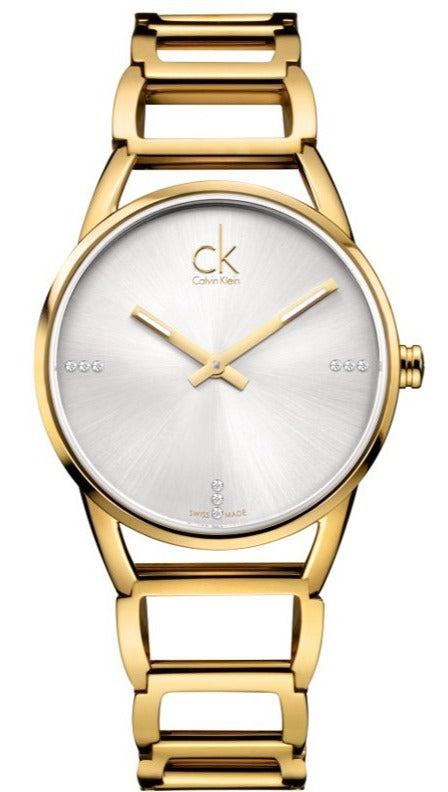  Shop Authentic Calvin Klein Stately White Dial Gold Steel Strap Watch for Women - K3G2352W - Luxxuri