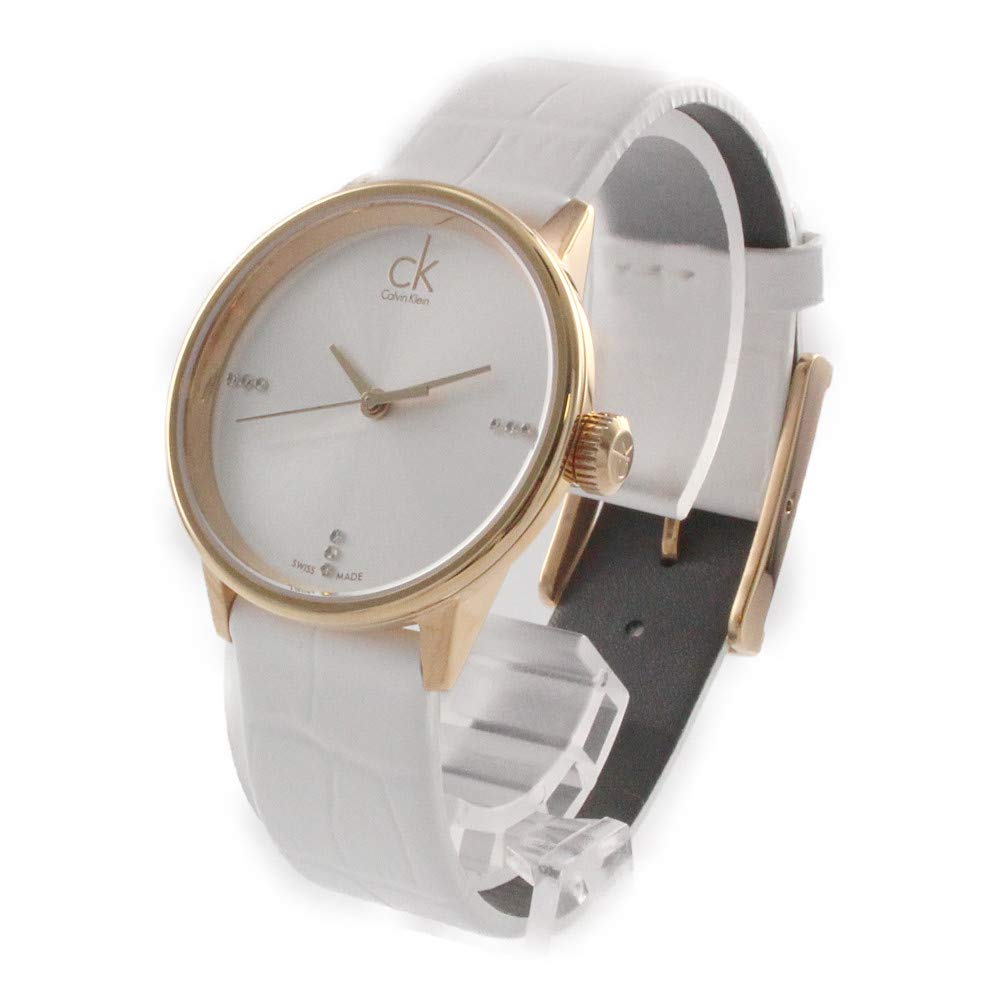  Shop Authentic Calvin Klein Accent White Dial White Leather Strap Watch for Women - K2Y2Y6KW - Luxxuri