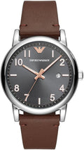 Shop Authentic Emporio Armani Luigi Quartz Grey Dial Brown Leather Strap Watch For Men - AR11175 - Luxxuri