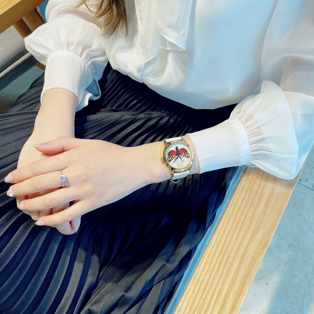  Shop Authentic Gucci G Timeless Butterfly White Dial White Leather Strap Watch For Women - YA1264062 - Luxxuri