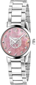  Shop Authentic Gucci G Timeless Quartz Mother of Pearl Pink Dial Silver Steel Strap Watch For Women - YA1265013 - Luxxuri