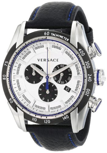  Shop Authentic Versace V-Ray Quartz Silver Dial Black Leather Strap Watch for Men - VDB010014 - Luxxuri