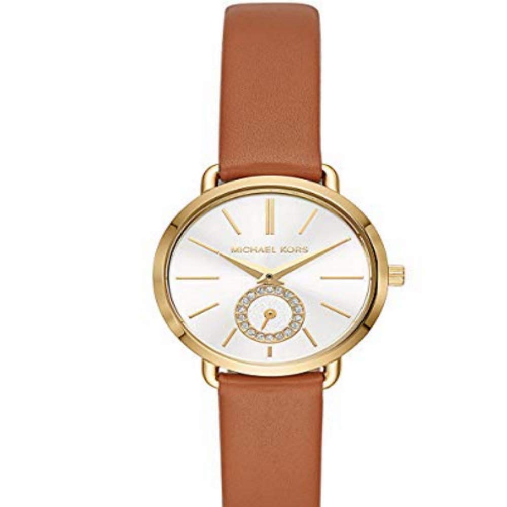  Shop Authentic Michael Kors Portia Quartz White Dial Brown Leather Strap Watch For Women - MK2734 - Luxxuri