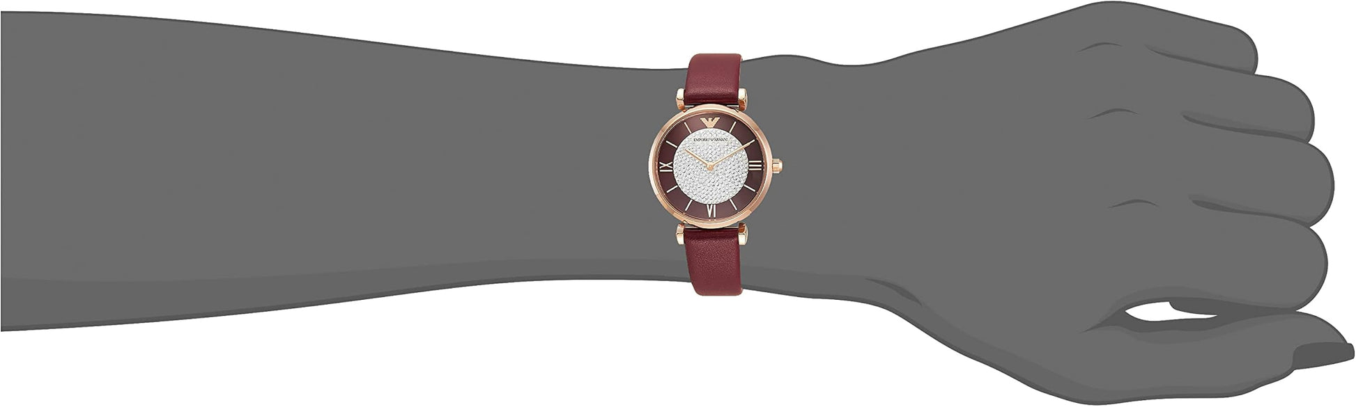  Shop Authentic Emporio Armani Gianni T Bar Crystals Maroon Dial Maroon Leather Strap Watch for Women - AR11487 - Luxxuri