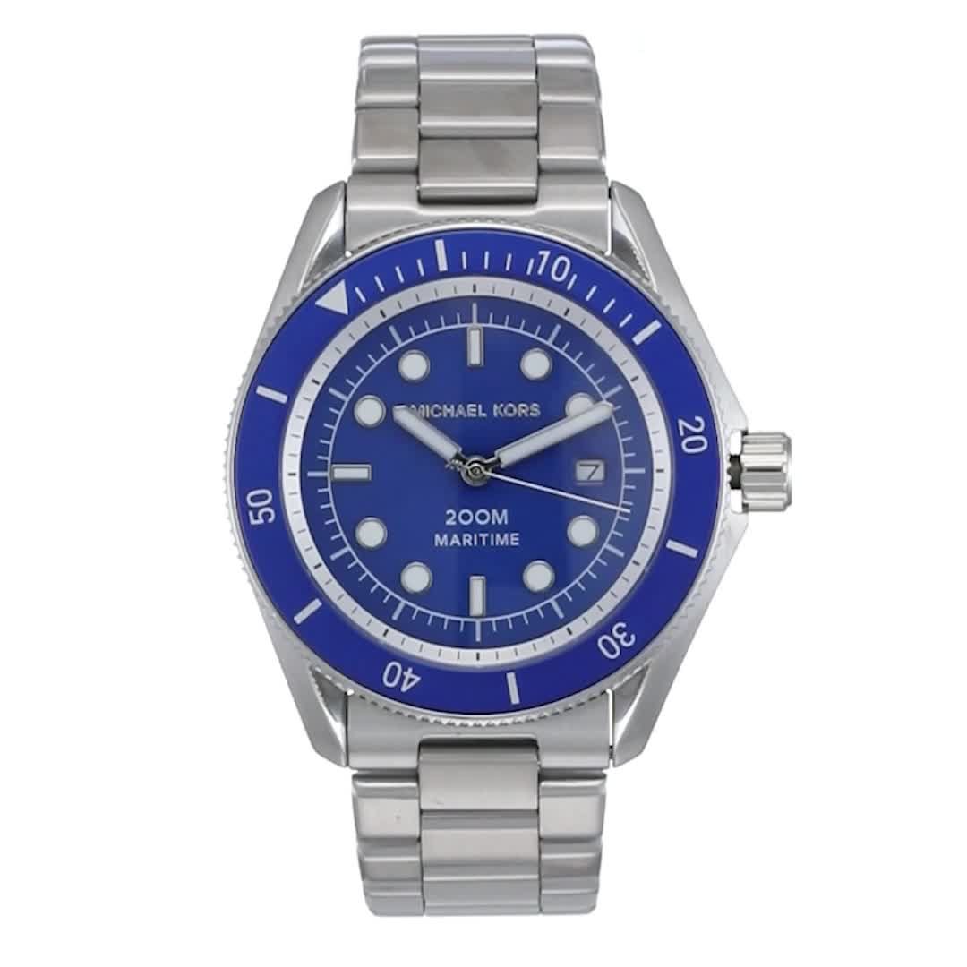  Shop Authentic Michael Kors Maritime Three-Hand Blue Dial Silver Steel Strap Watch for Men - MK9160 - Luxxuri