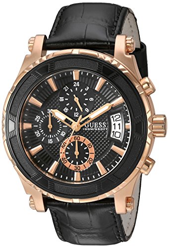  Shop Authentic Guess Pinnacle Chronograph Quartz Black Dial Black Leather Strap Watch For Men - W0673G5 - Luxxuri