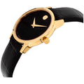 Movado Museum Classic Black Dial Black Leather Strap Watch For Women - 0607016