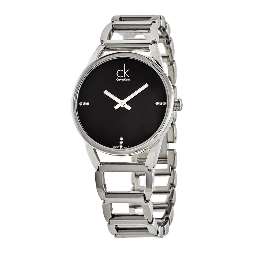  Shop Authentic Calvin Klein Stately Black Dial Silver Steel Strap Watch for Women - K3G2312S - Luxxuri