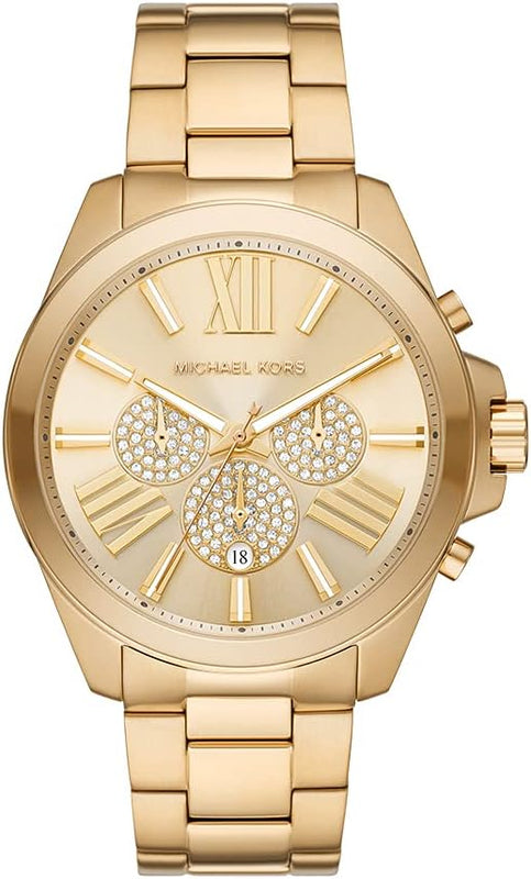  Shop Authentic Michael Kors Wren Chronograph Gold Dial Gold Steel Strap Watch For Men - MK8928 - Luxxuri
