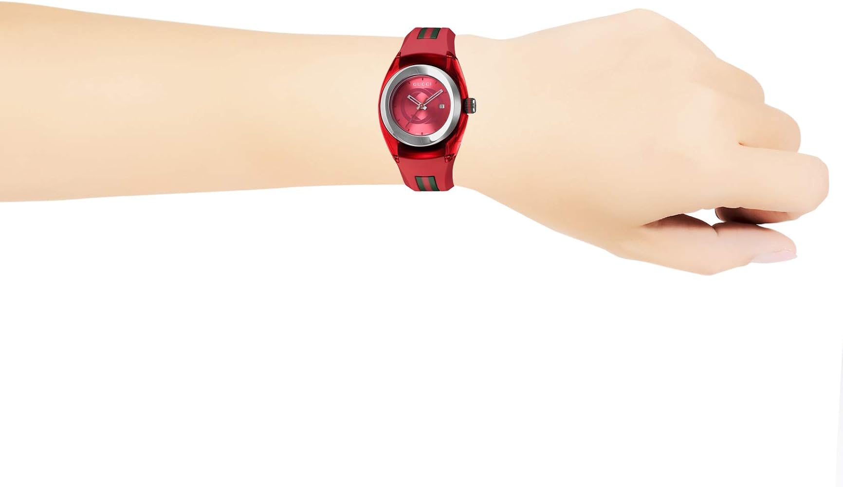  Shop Authentic Gucci Sync Quartz Red Dial Red Rubber Strap Watch For Women - YA137303 - Luxxuri