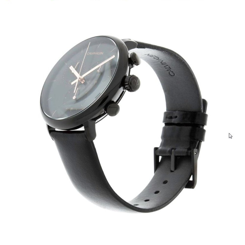 Shop Authentic Calvin Klein High Noon Black Dial Black Leather Strap Watch for Men - K8M274CB - Luxxuri