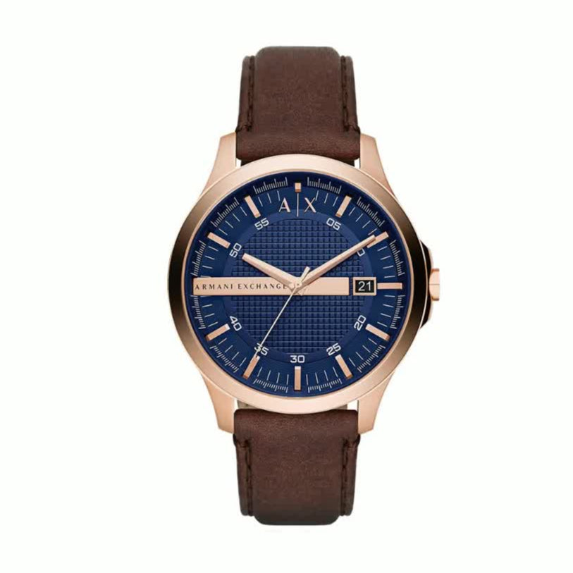  Shop Authentic Armani Exchange Hampton Chronograph Blue Dial Brown Leather Strap Watch For Men - AX2172 - Luxxuri