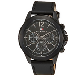  Shop Authentic Tommy Hilfiger Lars Chronograph Black Dial Black Leather Strap Watch For Men - 1792062 - Luxxuri