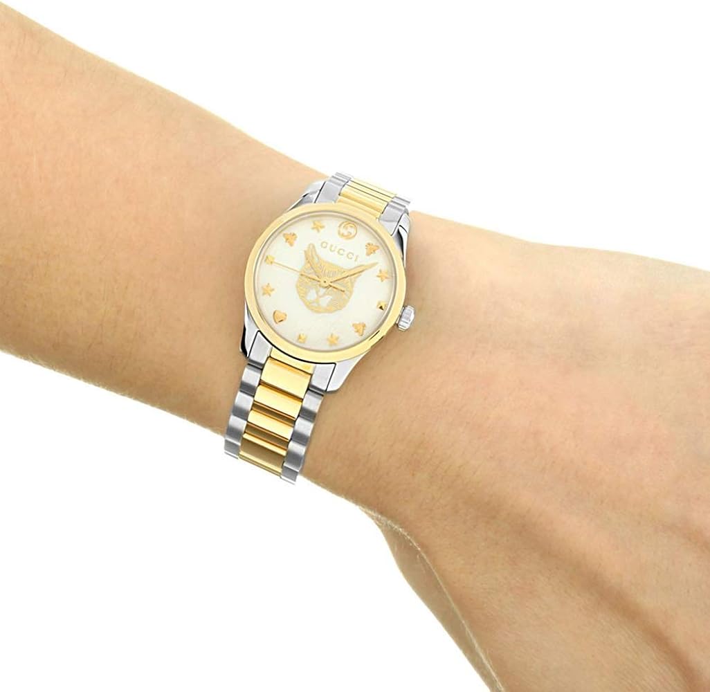  Shop Authentic Gucci G Timeless Quartz Mother of Pearl Dial Two Tone Steel Strap Watch For Women - YA1265012 - Luxxuri