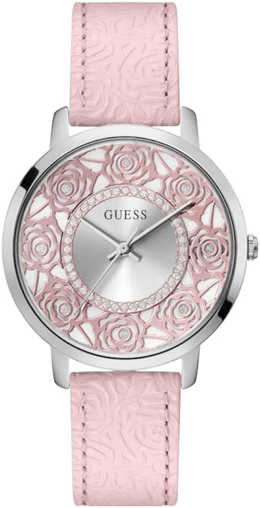  Shop Authentic Guess Dahlia Analog Silver Dial Pink Leather Strap Watch for Women - GW0529L1 - Luxxuri