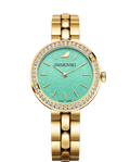 Swarovski Daytime Crystals Turquoise Dial Gold Steel Strap Watch for Women - 5182212