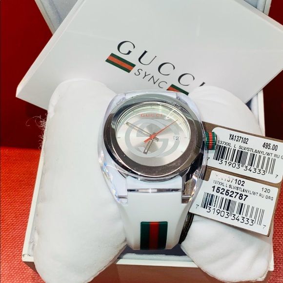  Shop Authentic Gucci SYNC XXL White Dial White Rubber Strap Watch For Men - YA137102 - Luxxuri
