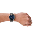  Shop Authentic Emporio Armani Chronograph Blue Dial Gun Metallic Mesh Bracelet Watch For Men - AR1979 - Luxxuri