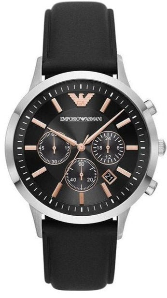  Shop Authentic Emporio Armani Giovanni Analog Black Dial Black Leather Strap Watch For Men - AR11431 - Luxxuri