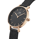  Shop Authentic Daniel Wellington Classic Petite Pressed Ashfield Black Dial Black Mesh Bracelet Watch For Women - DW00100441 - Luxxuri