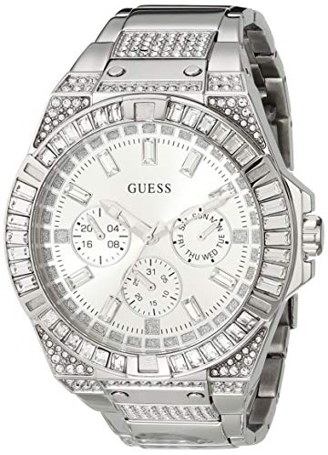 Guess Zeus Multifunction Diamonds Silver Dial Silver Steel Strap Watch for Men - GW0209G1