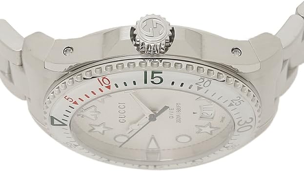  Shop Authentic Gucci Dive Quartz White Dial Silver Steel Strap Watch For Men - YA136336 - Luxxuri