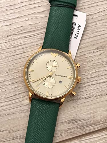  Shop Authentic Emporio Armani Chronograph Champagne Dial Green Leather Strap Watch For Men - AR1722 - Luxxuri