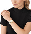  Shop Authentic Michael Kors Lenox Three Hand Silver Dial Gold Steel Strap Watch For Women - MK7361 - Luxxuri