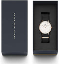  Shop Authentic Daniel Wellington Classic Cornwall White Dial Black Nylon Strap Watch For Women - DW00100259 - Luxxuri