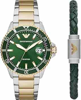  Shop Authentic Emporio Armani Diver Chronograph Green Dial Two Tone Steel Strap Watch For Men - AR80063 - Luxxuri