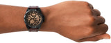  Shop Authentic Fossil Bronson Automatic Skeleton Black Dial Brown Leather Strap Watch for Men - ME3219 - Luxxuri