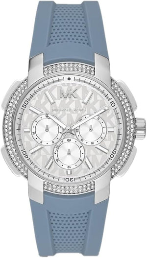  Shop Authentic Michael Kors Sidney Chambray Multifunction Blue Dial Blue Silicone Strap Watch For Women - MK7220 - Luxxuri