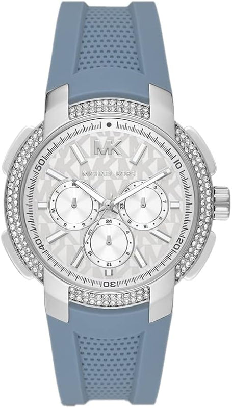  Shop Authentic Michael Kors Sidney Chambray Multifunction Blue Dial Blue Silicone Strap Watch For Women - MK7220 - Luxxuri