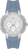  Shop Authentic Michael Kors Sidney Multifunction Crystals Silver Dial Blue Rubber Strap Watch for Women - MK7220 - Luxxuri
