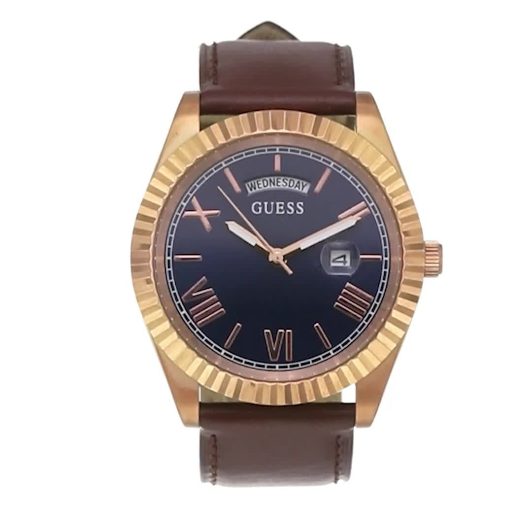  Shop Authentic Guess Connoisseur Blue Dial Brown Leather Strap Watch For Men - GW0353G2 - Luxxuri